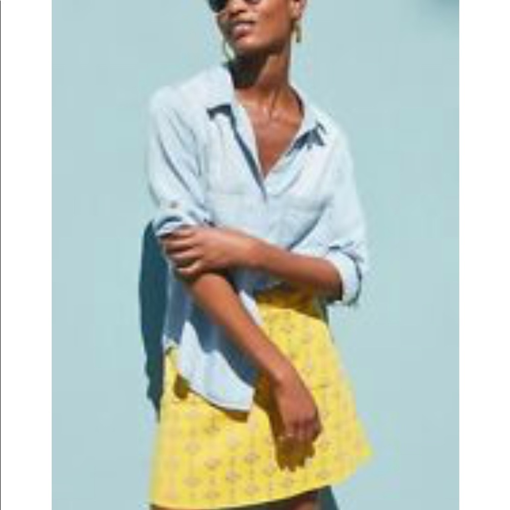 Maeve Yellow Floral A-Line Mini Skirt